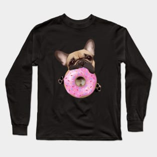 French bulldog sweet donuts for frenchie lover Long Sleeve T-Shirt